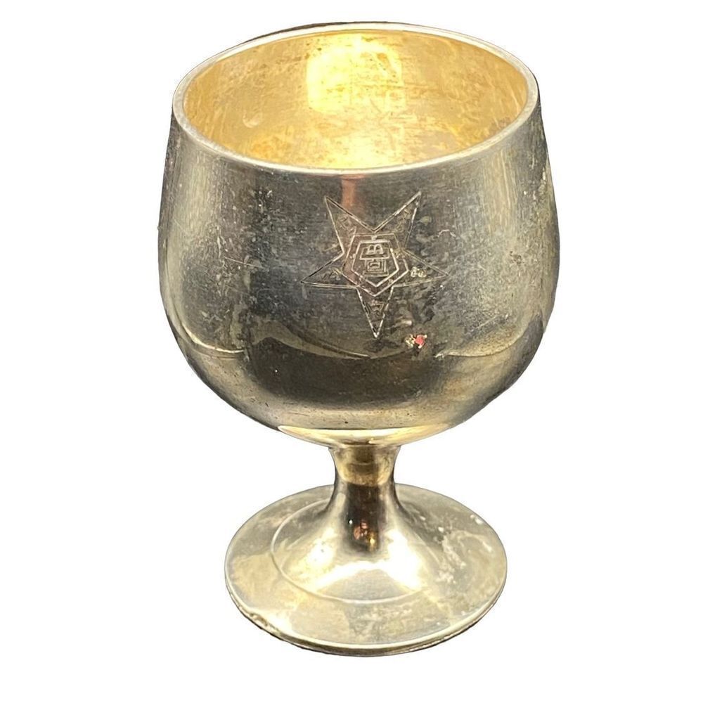 Vintage Eastern Star silver mini chalice challis engraved